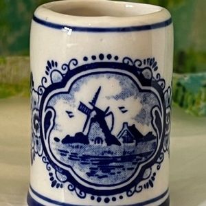 Vintage Elesva Holland Delft Blue Miniature Mug Windmill Scene 8844